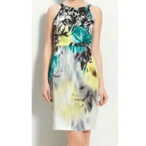 ELIE TAHARI MALIA MINT DAFFODIL PRINT DRESS